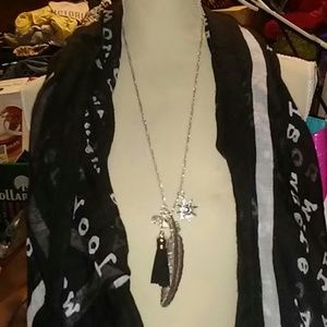 Boho silver feather necklace